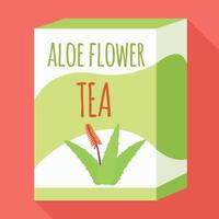 icono de té de flor de aloe, estilo plano vector