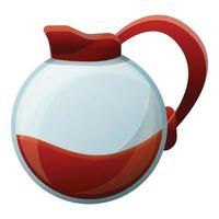 Round coffee pot icon, cartoon style vector