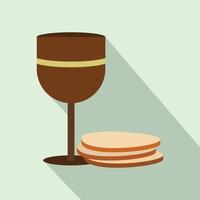 Chalice of wine and wafers flat icon vector