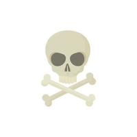 Skull with two crossed bones icon, cartoon style vector