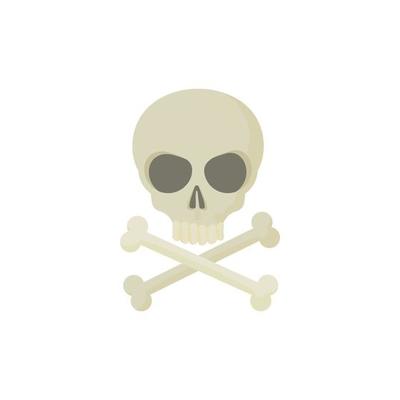 Skull with two crossed bones icon, cartoon style
