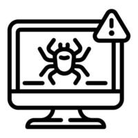 icono de detección de virus informáticos, estilo de esquema vector