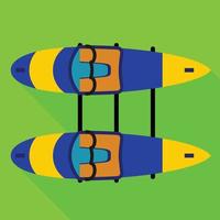 Double side canoe boat icon, flat style vector