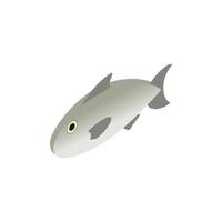 icono 3d isométrico de pescado crudo fresco vector