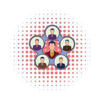 Team management icon, comics style vector