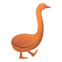 Goose walking icon, cartoon style vector