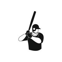 jugador de béisbol icono simple negro vector