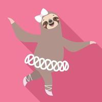 Sloth balerine icon, flat style vector