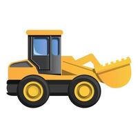 Wheel excavator icon, cartoon style vector