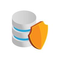 Database with yellow shield icon vector