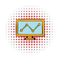 Graph on the computer monitor icon, comics style vector