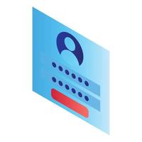 Login window icon, isometric style vector