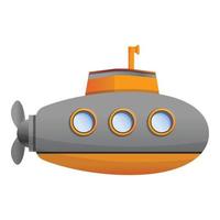 Ocean submarine icon, cartoon style vector