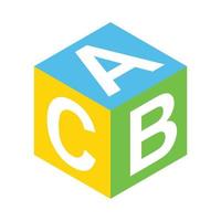 ABC block isometric 3d icon vector