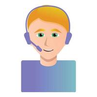 Call center operator icon, cartoon style vector