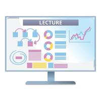 Lecture web lesson icon, cartoon style vector