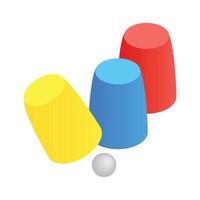 Three game thimbles with a ball isometric 3d icon vector