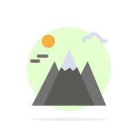 Landscape Mountain Sun Abstract Circle Background Flat color Icon vector