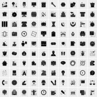 Set of 100 Universal Solid Icons vector