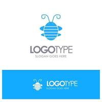 abeja insecto escarabajo error mariquita mariquita azul sólido logotipo con lugar para el eslogan vector