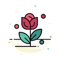 Flower Rose Love Abstract Flat Color Icon Template