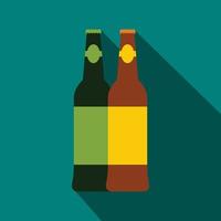 Two bottles of beer icon, flat style vector