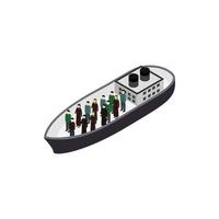 Refugees on ship icon, isometric 3d style vector