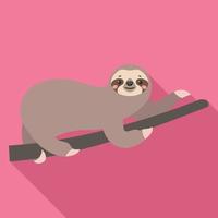 Sloth stay on branch tree icon, flat style vector