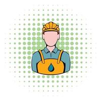 Oilman icon, comics style vector