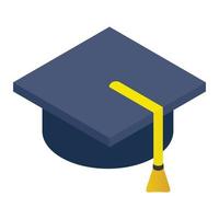 Graduate cap isometric 3d icon vector