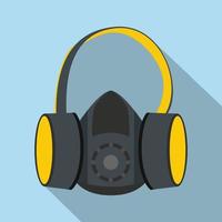 Protective ear muffs and respirator flat icon vector