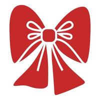 Red xmas bow icon, simple style vector