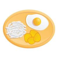 Thai egg rice food icon, cartoon style vector