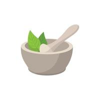 White mortar and pestle cartoon icon vector