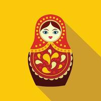 Russian matryoshka icon, flat style vector