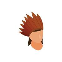 Indian with roach icon, isometric 3d style vector