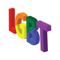 The word LGBT painted in the colors of gay flag vector