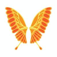 Orange butterfly wings icon, cartoon style vector