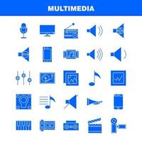 icono de glifo sólido multimedia para impresión web y kit de uxui móvil, como hardware de teléfono móvil, cámara, imagen de video, paquete de pictogramas de película, vector