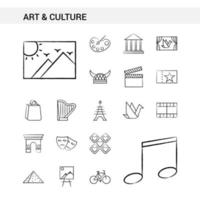 Art and Culture hand drawn Icon set style isolated on white background Vector