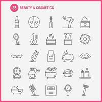 iconos de línea de belleza y cosmética establecidos para infografía kit de uxui móvil y diseño de impresión incluyen lápiz labial cosmético de belleza mortero cosmético conjunto de iconos de flor de recipiente natural vector