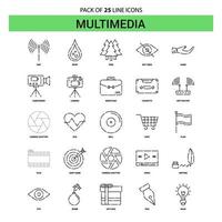 Multimedia Line Icon Set 25 Dashed Outline Style vector