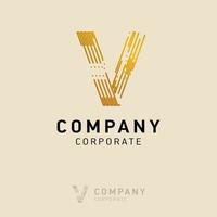 V company logo design with visiting card vector