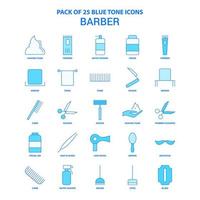 Barber Blue Tone Icon Pack 25 Icon Sets vector