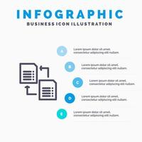 icono de línea de ciencia para compartir archivos de datos con fondo de infografía de presentación de 5 pasos vector