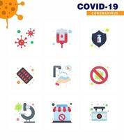 corona virus prevention covid19 tips to avoid injury 9 Flat Color icon for presentation twenty seconds pills flu medical bottle viral coronavirus 2019nov disease Vector Design Elements