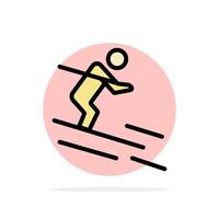 actividad esquí esquí deportista círculo abstracto fondo color plano icono vector