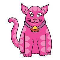 pink alien cat wearing ufo plane necklace