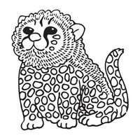 hand drawn little cheetah looking up at something vector