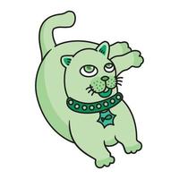 green cat lying down relaxing vector